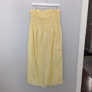 NEW H&M Smocked Yellow Midi Dress with Removable Straps Size Large